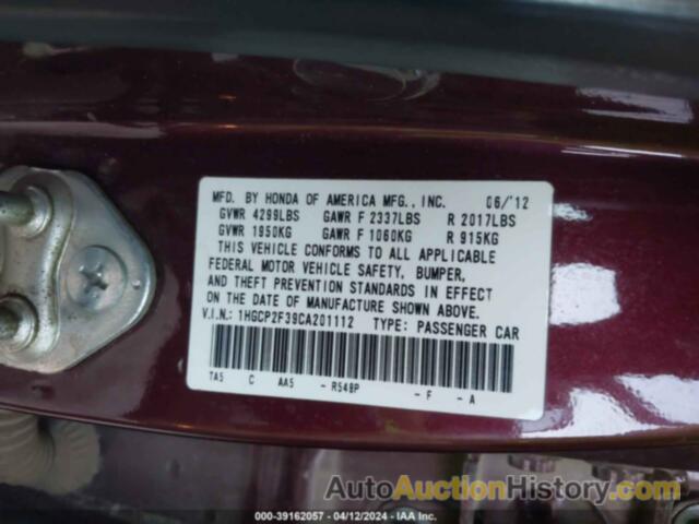 HONDA ACCORD LX, 1HGCP2F39CA201112