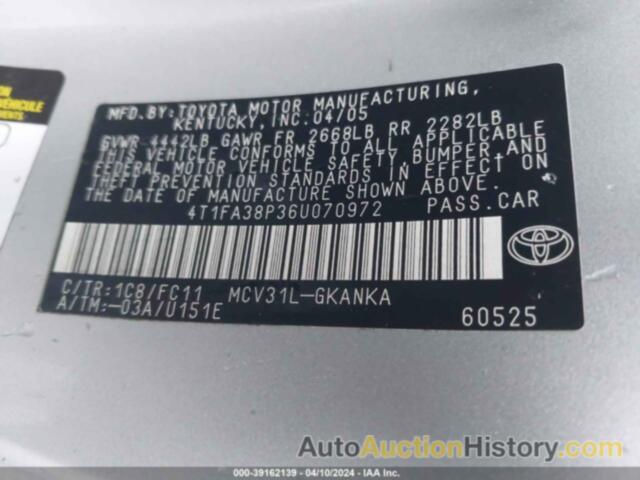 TOYOTA CAMRY SOLARA SE, 4T1FA38P36U070972