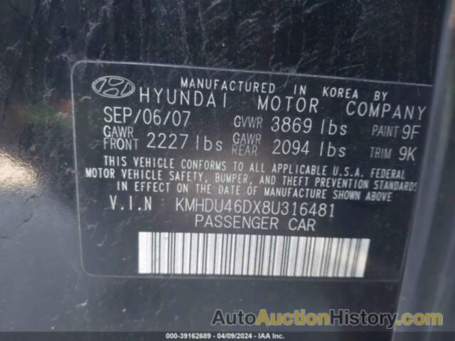 HYUNDAI ELANTRA GLS/SE, KMHDU46DX8U316481