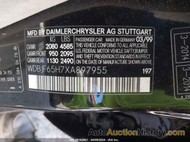 MERCEDES-BENZ E 320, WDBJF65H7XA897955