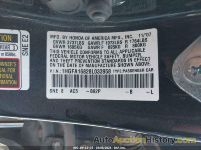 HONDA CIVIC EX, 1HGFA16828L033958