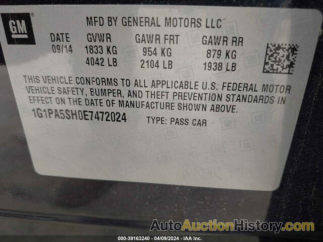 CHEVROLET CRUZE LS AUTO, 1G1PA5SH0E7472024