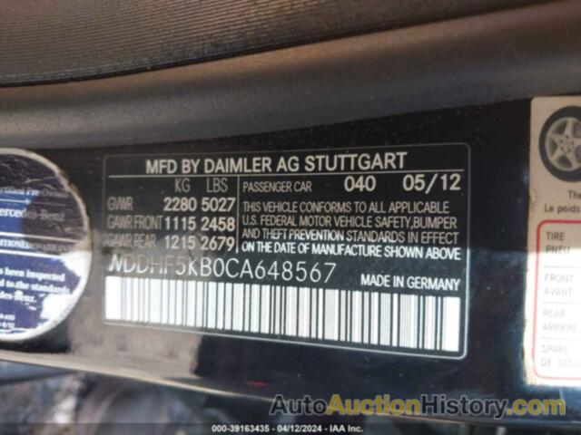 MERCEDES-BENZ E 350, WDDHF5KB0CA648567