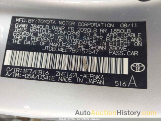 TOYOTA COROLLA LE, JTDBU4EE7B9157547