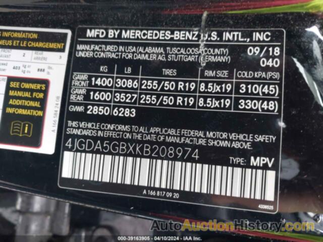 MERCEDES-BENZ GLE 400 4MATIC, 4JGDA5GBXKB208974