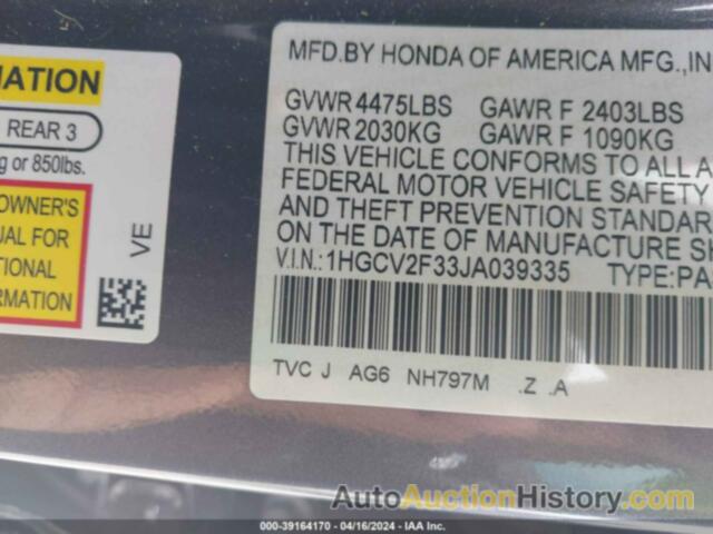 HONDA ACCORD SPORT, 1HGCV2F33JA039335