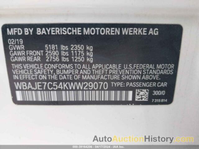 BMW 540I XDRIVE, WBAJE7C54KWW29070