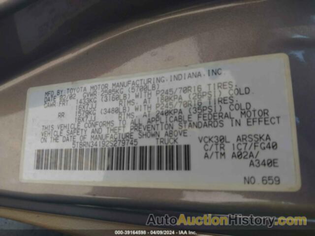 TOYOTA TUNDRA SR5, 5TBRN34192S279745