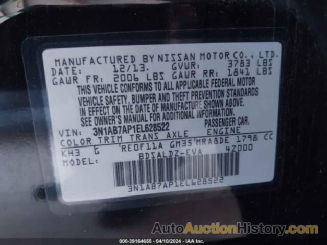 NISSAN SENTRA S/SV/SR/SL, 3N1AB7AP1EL628522