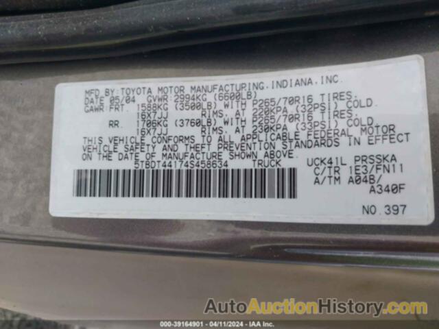 TOYOTA TUNDRA SR5 V8, 5TBDT44174S458634