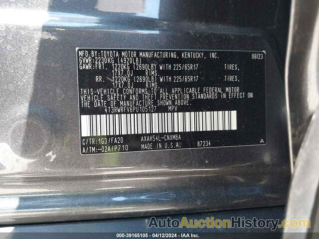 TOYOTA RAV4 XLE HYBRID, 4T3RWRFV6PU105127