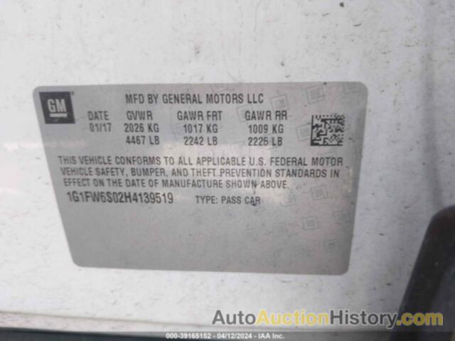 CHEVROLET BOLT EV LT, 1G1FW6S02H4139519