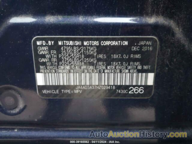 MITSUBISHI OUTLANDER SEL, JA4AD3A37HZ029418