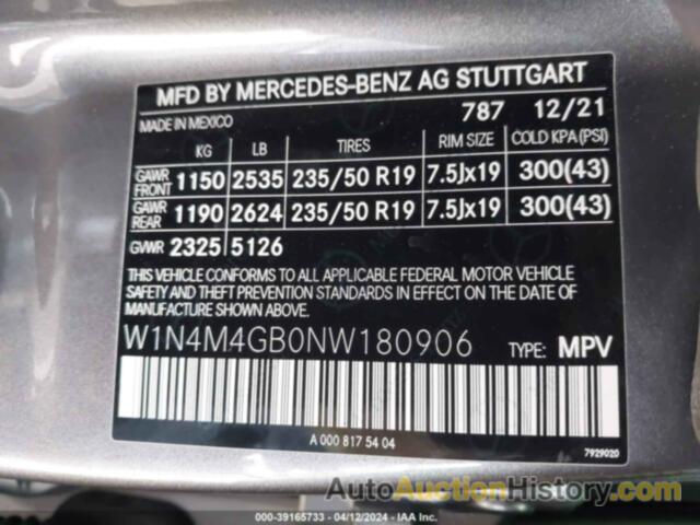 MERCEDES-BENZ GLB 250, W1N4M4GB0NW180906