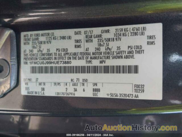 FORD ESCAPE TITANIUM, 1FMCU0J99HUE73880