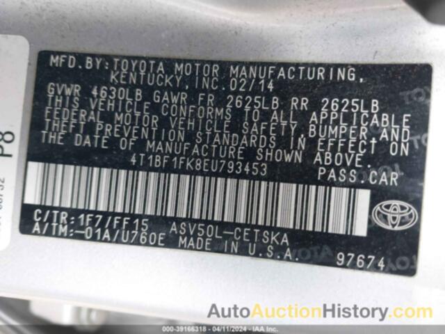 TOYOTA CAMRY SE SPORT, 4T1BF1FK8EU793453