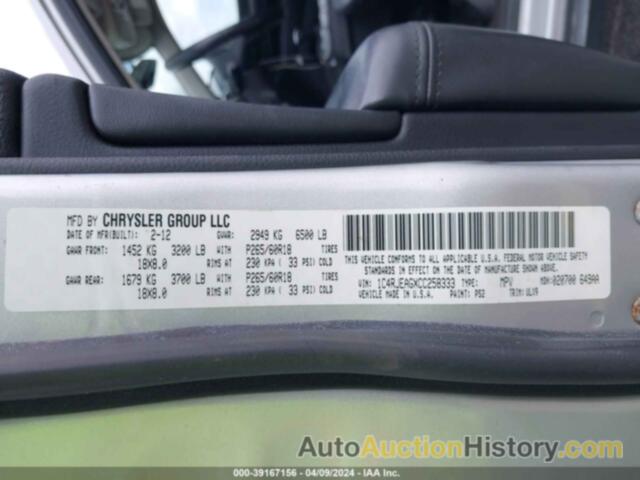 JEEP GRAND CHEROKEE LAREDO, 1C4RJEAGXCC258333