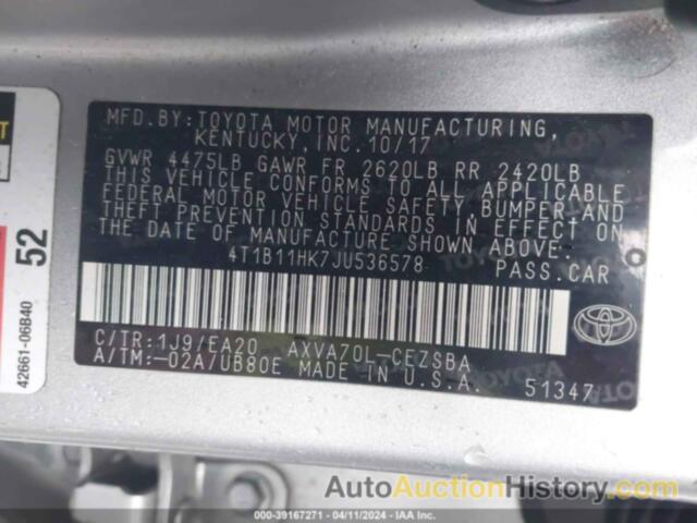 TOYOTA CAMRY SE, 4T1B11HK7JU536578