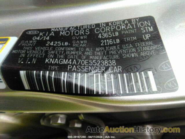 KIA OPTIMA LX, KNAGM4A70E5523838