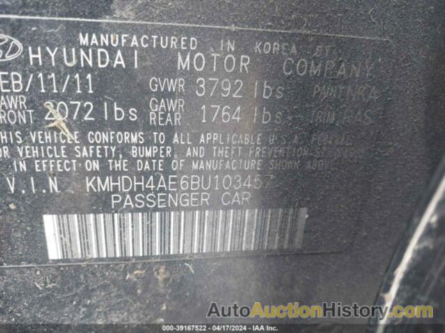 HYUNDAI ELANTRA GLS (ULSAN PLANT), KMHDH4AE6BU103457