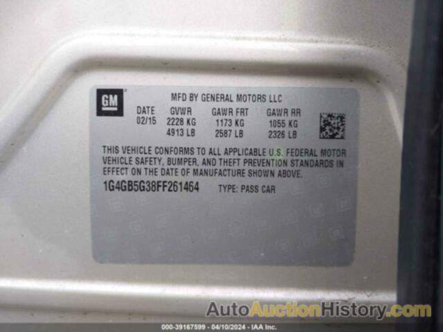 BUICK LACROSSE LEATHER, 1G4GB5G38FF261464