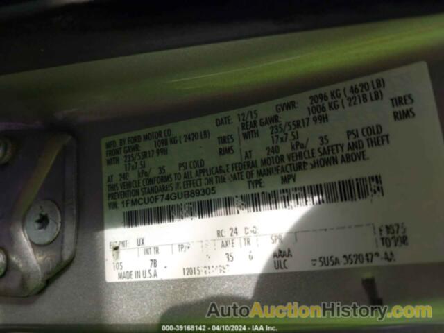 FORD ESCAPE S, 1FMCU0F74GUB89305