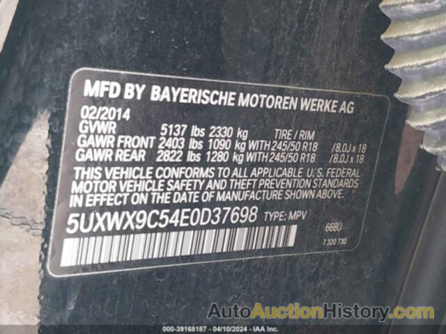 BMW X3 XDRIVE28I, 5UXWX9C54E0D37698