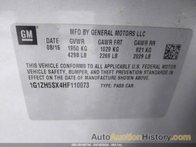 CHEVROLET MALIBU PREMIER, 1G1ZH5SX4HF110073