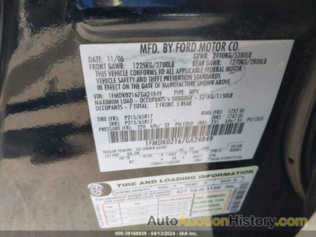 FORD FREESTYLE SEL, 1FMDK02167GA24849