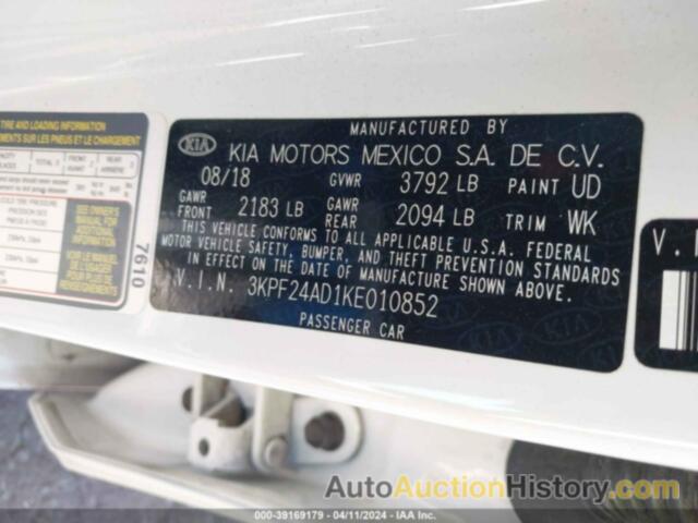 KIA FORTE FE/LX/LXS, 3KPF24AD1KE010852