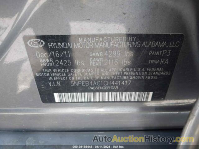 HYUNDAI SONATA GLS, 5NPEB4AC1CH441417