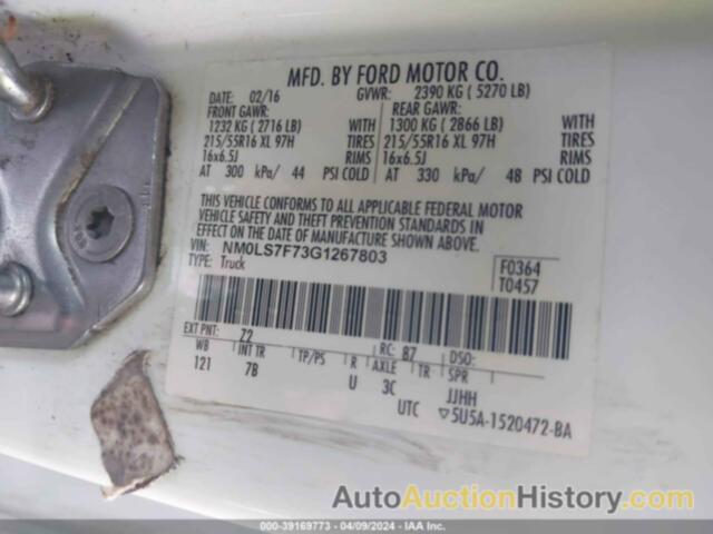 FORD TRANSIT CONNECT XLT, NM0LS7F73G1267803