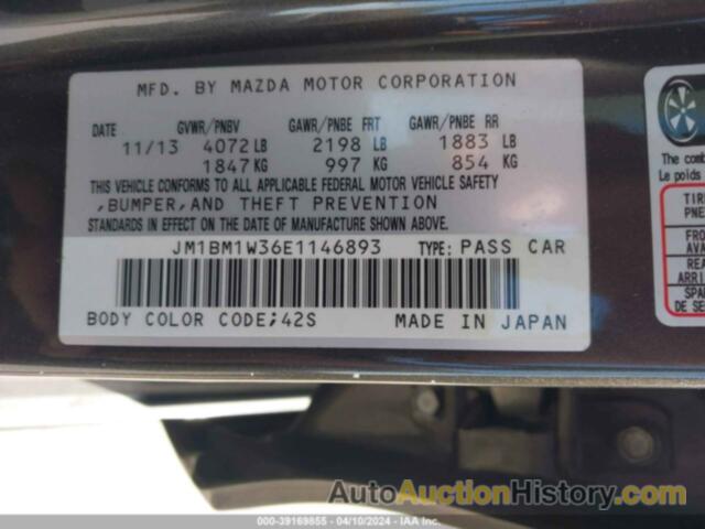 MAZDA MAZDA3 S GRAND TOURING, JM1BM1W36E1146893