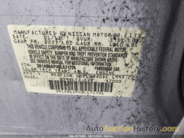 NISSAN SENTRA 2.0SR, 3N1AB6AP4BL671726