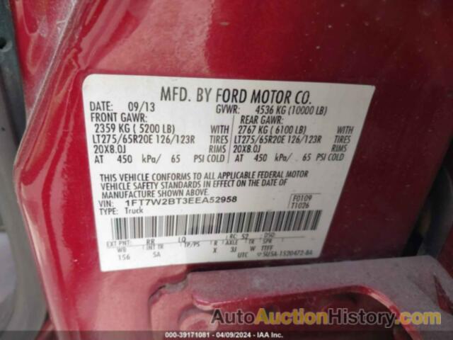 FORD F-250 LARIAT, 1FT7W2BT3EEA52958