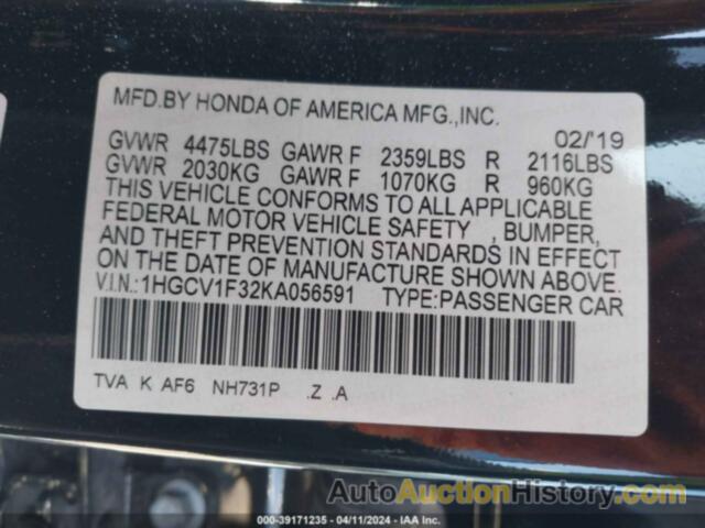 HONDA ACCORD SPORT, 1HGCV1F32KA056591