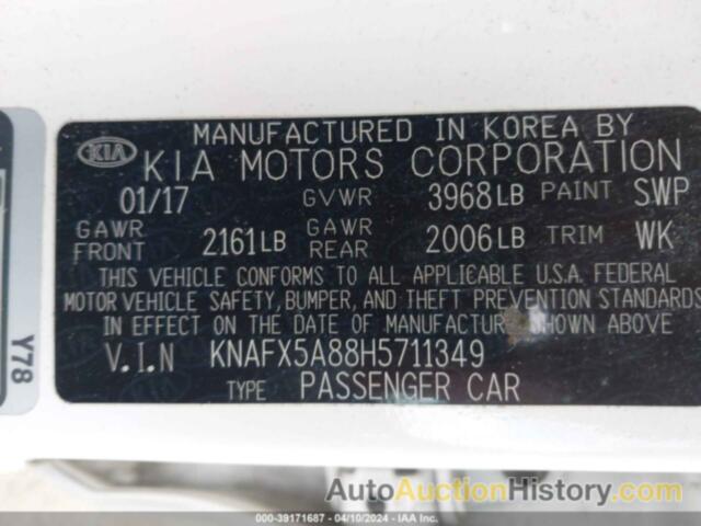 KIA FORTE EX, KNAFX5A88H5711349