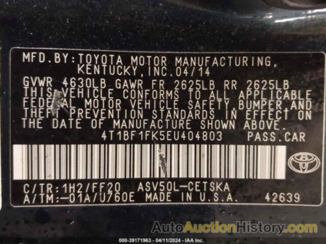 TOYOTA CAMRY SE, 4T1BF1FK5EU404803