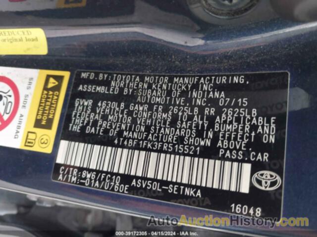 TOYOTA CAMRY LE, 4T4BF1FK3FR515521