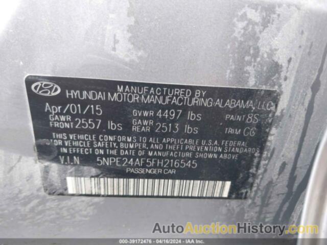 HYUNDAI SONATA SE, 5NPE24AF5FH216545