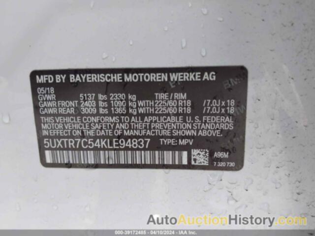 BMW X3 SDRIVE30I, 5UXTR7C54KLE94837