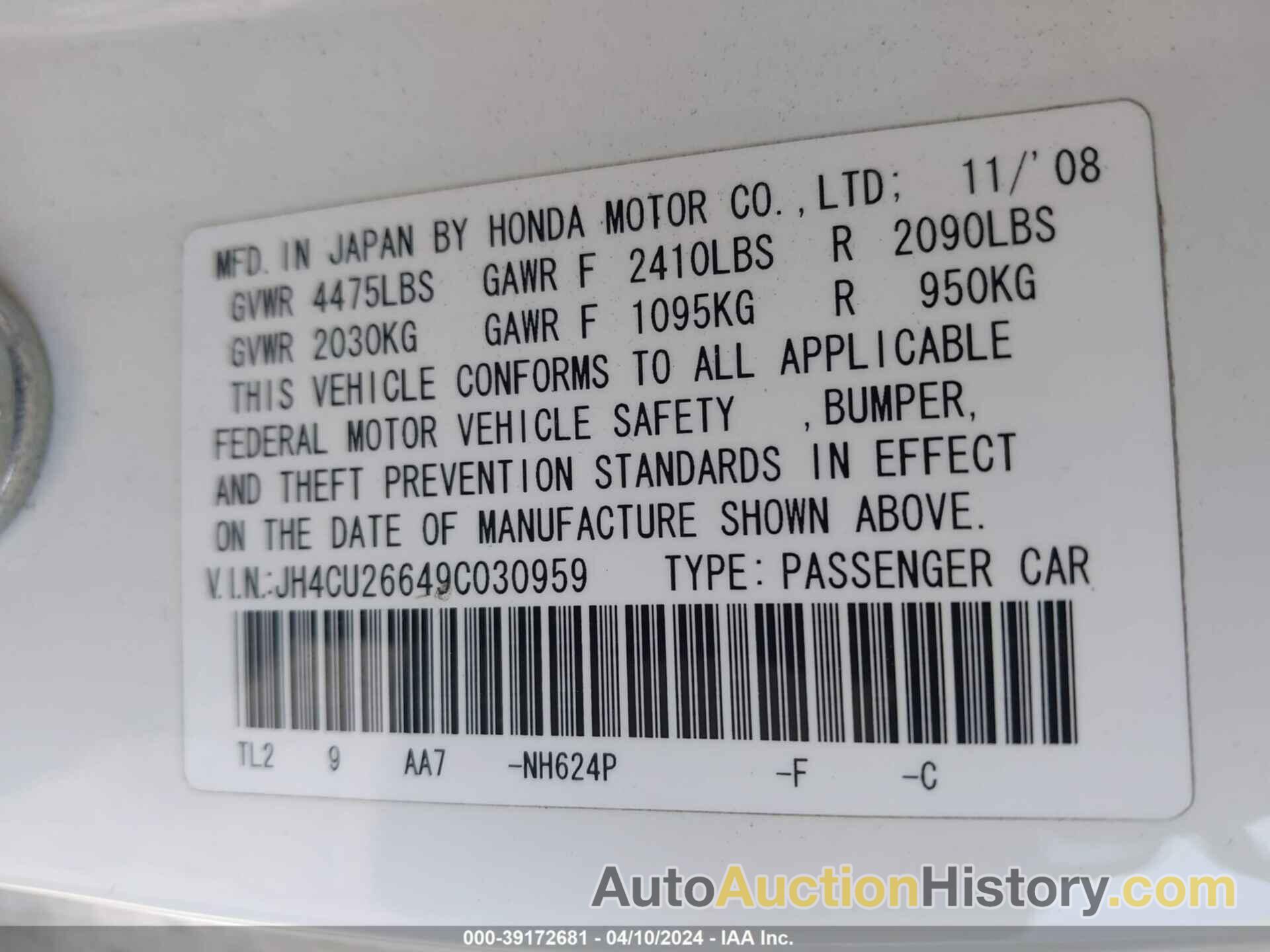 ACURA TSX, JH4CU26649C030959