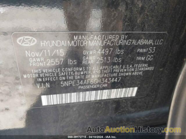 HYUNDAI SONATA LIMITED, 5NPE34AF6GH343447