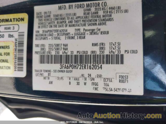 FORD FUSION SE, 3FA6P0H72ER162054