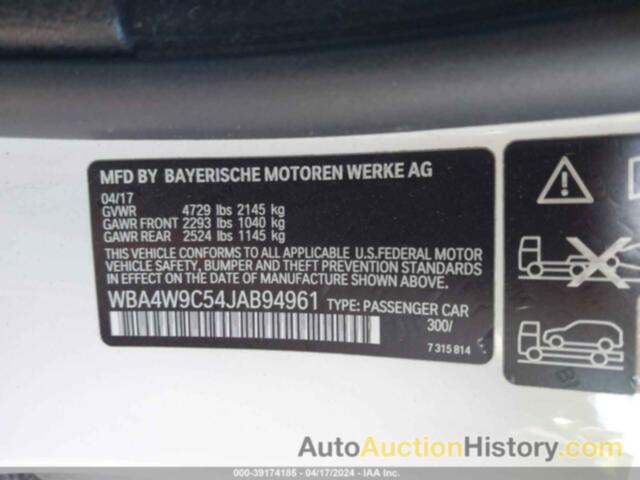 BMW 440I XDRIVE, WBA4W9C54JAB94961