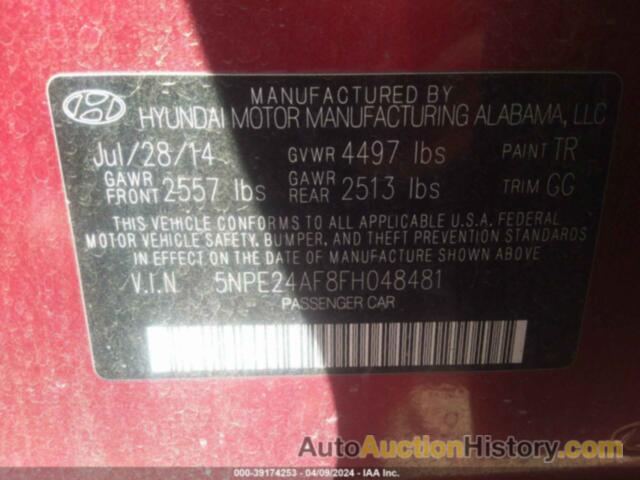 HYUNDAI SONATA SE, 5NPE24AF8FH048481