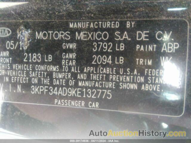 KIA FORTE S, 3KPF34AD9KE132775