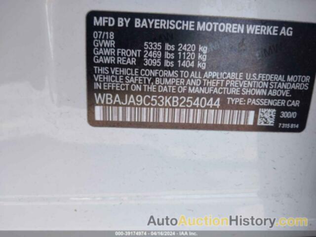 BMW 530E, WBAJA9C53KB254044