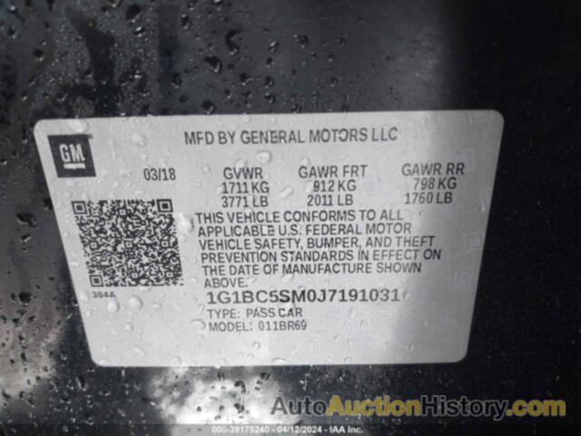 CHEVROLET CRUZE LS AUTO, 1G1BC5SM0J7191031