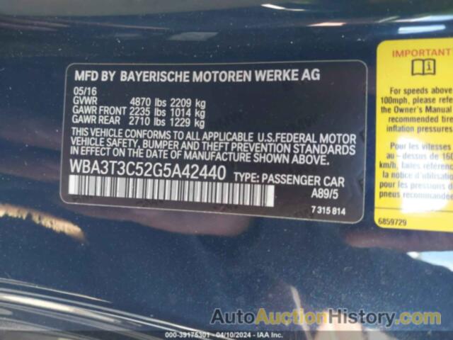 BMW 435I, WBA3T3C52G5A42440